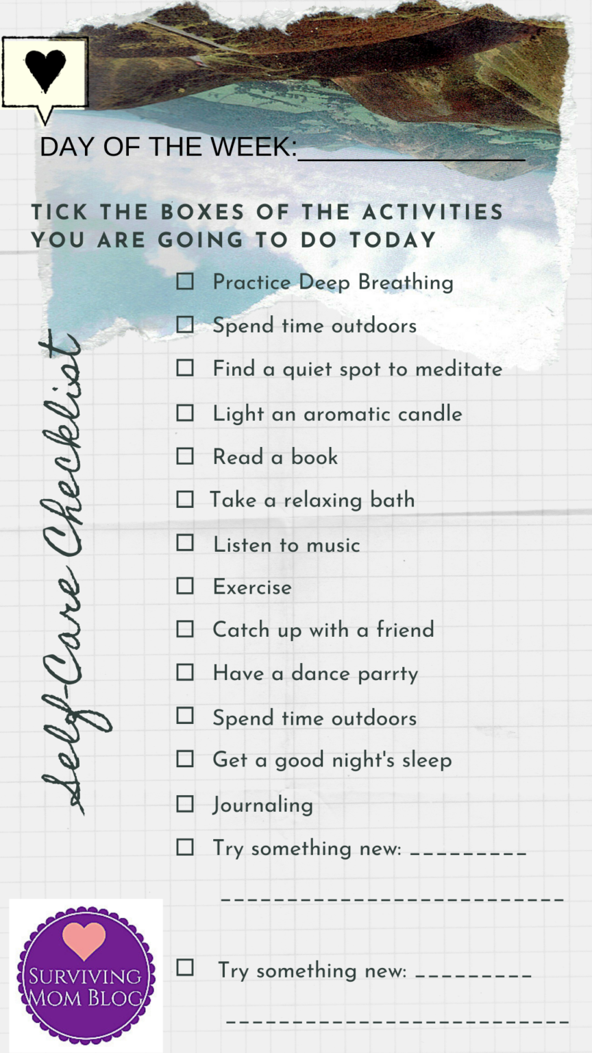 Daily Self Care Worksheet Bundle Printable Surviving Mom Blog